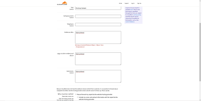 Image showing Abuse Report form for Cloudflare.